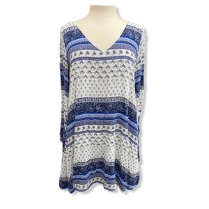 On the Road | blue and white boho dress